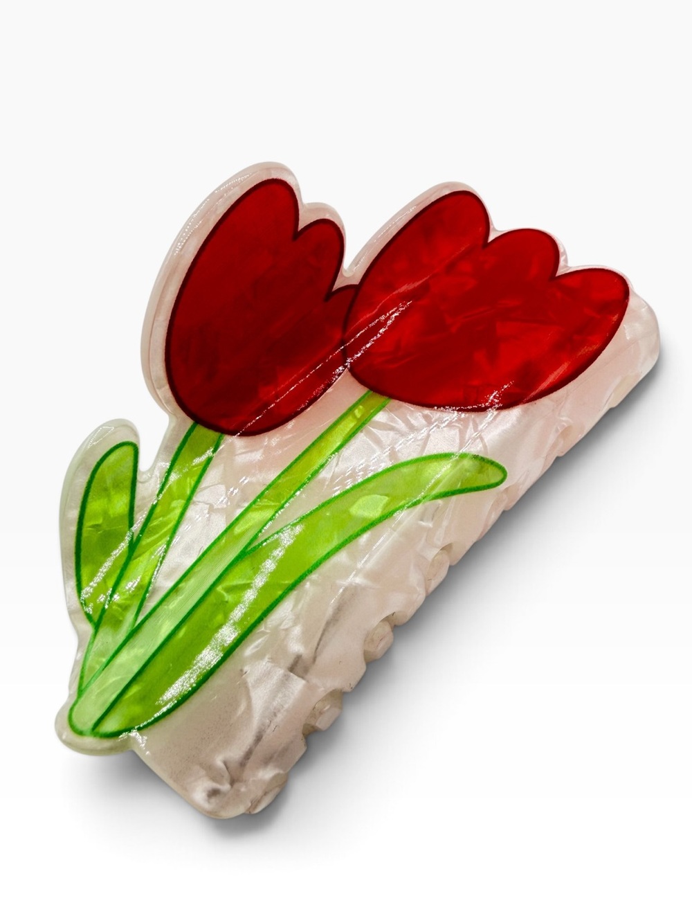 Double Red Tulip Hair Clip New